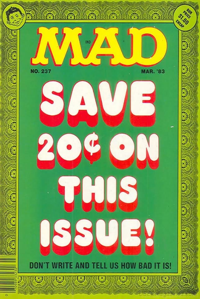 Mad # 237 magazine back issue Mad magizine back copy 