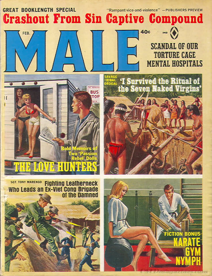 Male February 1968 magazine back issue Male magizine back copy 