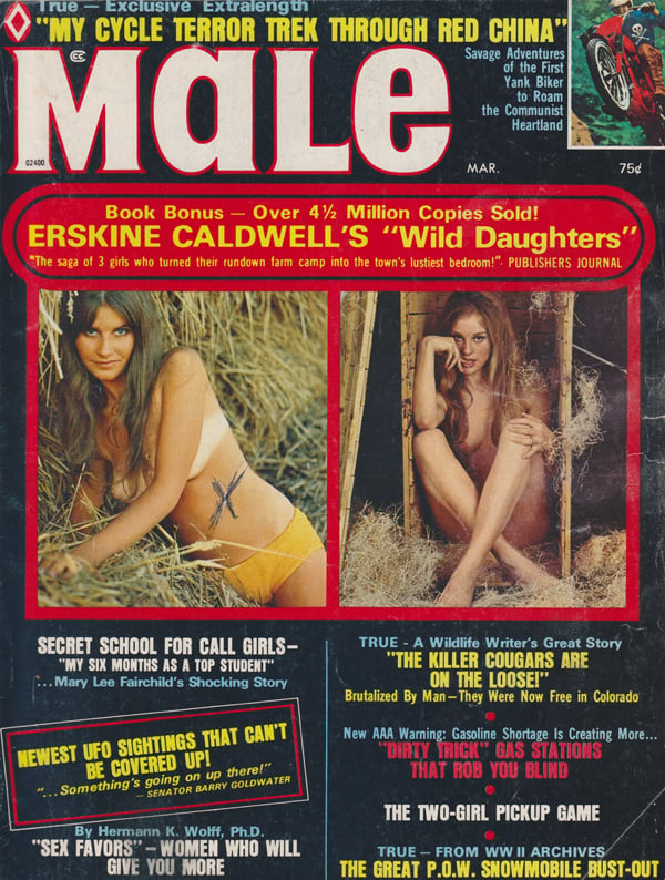 Male March 1974 magazine back issue Male magizine back copy 