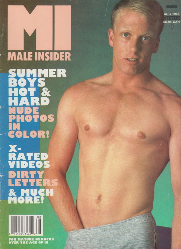Male Insider August 1988 magazine back issue Male Insider magizine back copy summer boy hot and hard nude color photos x rated videos dirty letters male man naked nude sex story