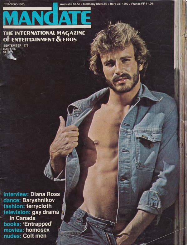 Mandate September 1976 magazine back issue Mandate magizine back copy diana ross baryshnikov terry cloth gay drama in canada entrapped homosex colt men entertainment eros