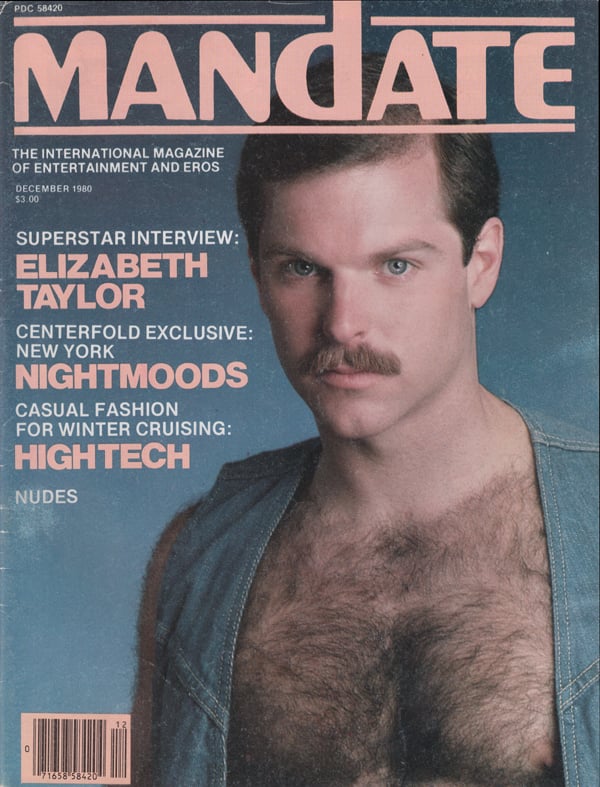 Mandate December 1980 magazine back issue Mandate magizine back copy entertainment and eros male men gay homosexual guys nightmoods new york high tech elizabrht taylor n
