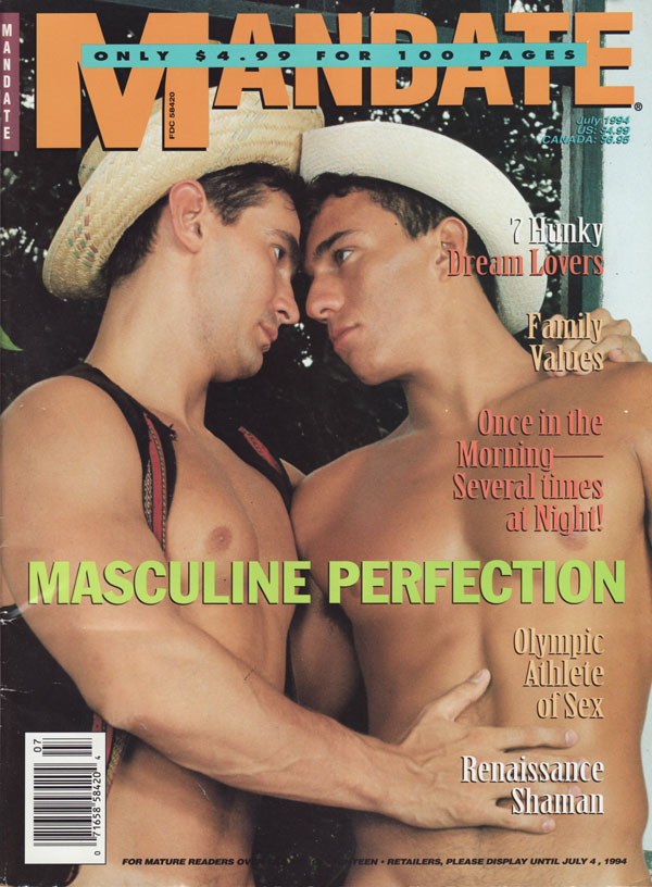 Mandate July 1994 magazine back issue Mandate magizine back copy 7 hunky dream lovers family values once in the morning several times at night masculine perfection o