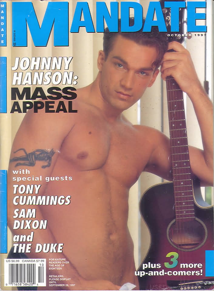 Mandate October 1997 magazine back issue Mandate magizine back copy Mandate October 1997 Gay Adult Magazine Back Issue Published by the Mavety Publishing Group in the USA since 1975. Johnny Hanson: Mass Appeal.