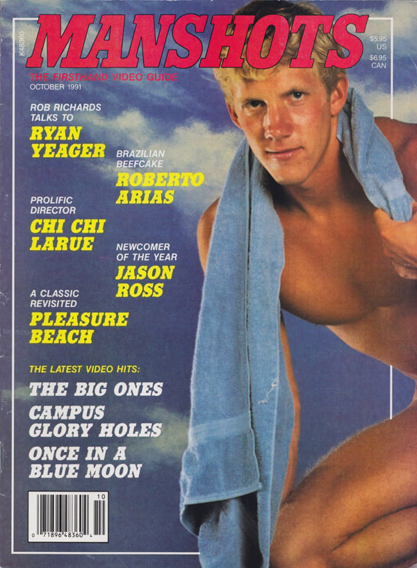 Manshots October 1991 magazine back issue ManShots magizine back copy Director Chi Chi Larue, Brazilian Beefcake,Pleasure Beach,bisexual hits, Switch Hitters,young dancer