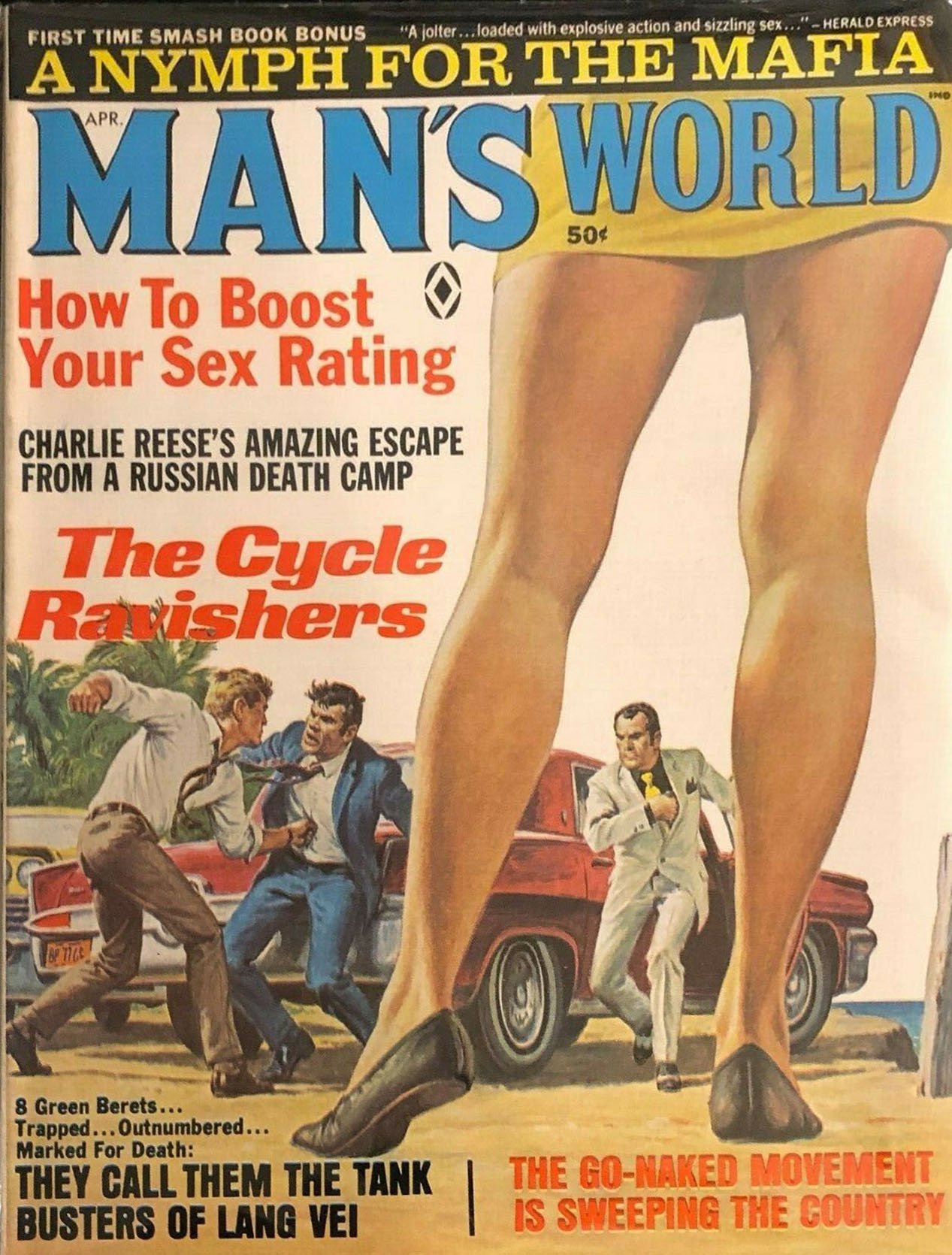 Man's World April 1969 magazine back issue Man's World magizine back copy Man's World April 1969 Adult Mens Magazine Back Issue Published for a Real Mans Needs. First Time Smash Book Bonus A Nymph For The Mafia.