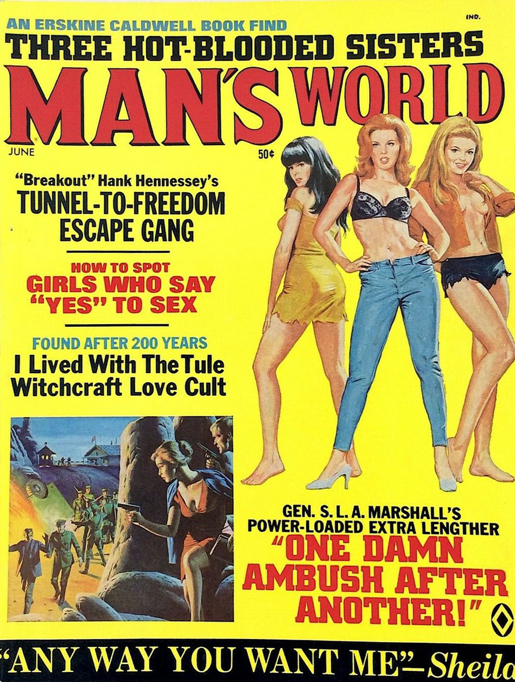Man's World June 1969 magazine back issue Man's World magizine back copy Man's World June 1969 Adult Mens Magazine Back Issue Published for a Real Mans Needs. An Erskine Caldwell Book Find Three Hot - Blooded Sisters.