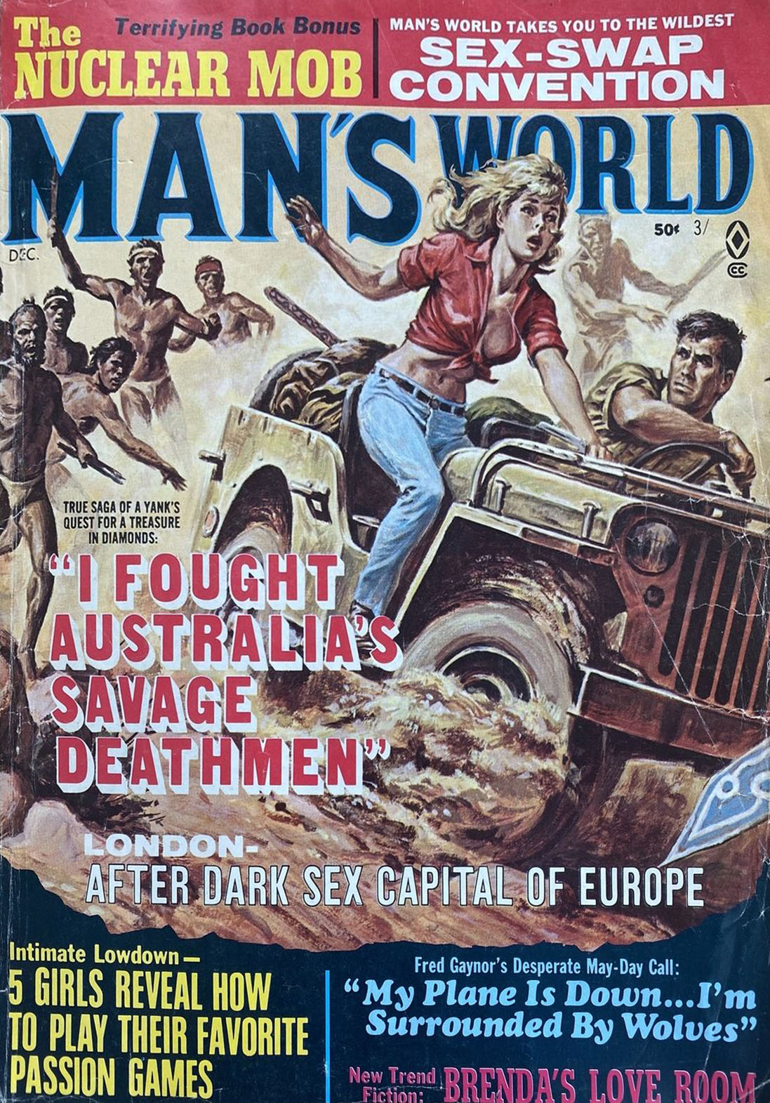 Man's World December 1969 magazine back issue Man's World magizine back copy Man's World December 1969 Adult Mens Magazine Back Issue Published for a Real Mans Needs. Terrifying Book Bonus The Nuclear MOB.