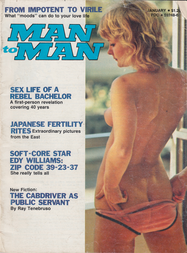 Man to Man January 1975 magazine back issue Man to Man magizine back copy impotent to vrile love life sex life of rebel bachelor japanese fertitlity rites soft core star edy 