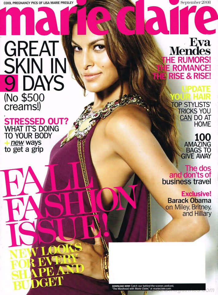 Marie Claire September 2008, , Eva Mendes The Rumors! The Romance