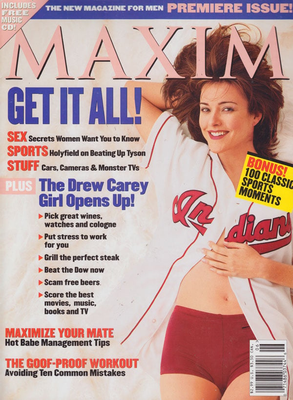 Maxim # 1, With CD, 1997 magazine back issue Maxim magizine back copy maxim magazine premiere issue 1997 christa miller drew carey covergirl hot mag for men sex advice ti