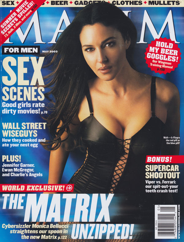 Maxim # 65, May 2003 magazine back issue Maxim magizine back copy mens magazine maxim 2003 back issues monica bellucci covergirl hottest sex scenes beer sports cars s