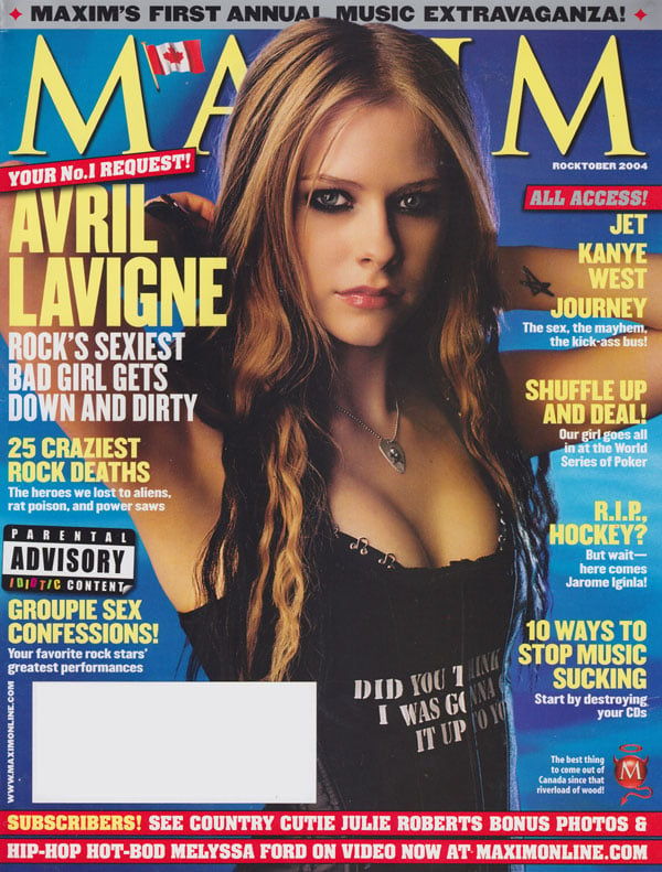 Maxim # 82 - October 2004 magazine back issue Maxim magizine back copy 2004 back issues maxim magazine avril lavigne covergirl craziest music deaths rock special sex advic