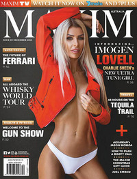 Taylor Charly magazine cover appearance Maxim Australia # 89, December 2018