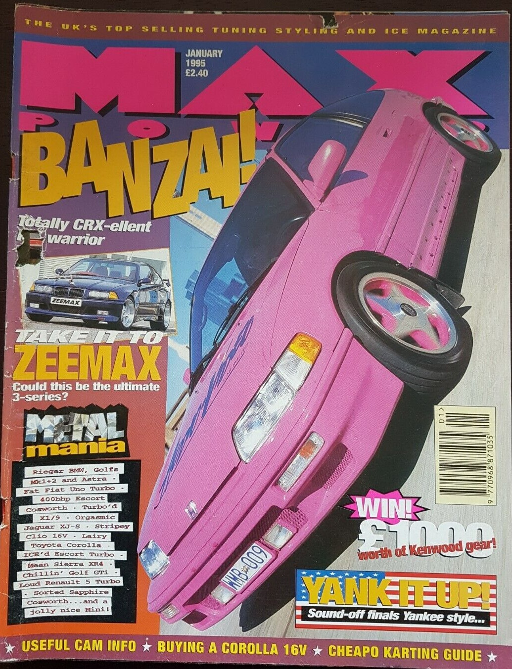 Max Power January 1995, , Banzai! Totally CRX-ellent Warrior