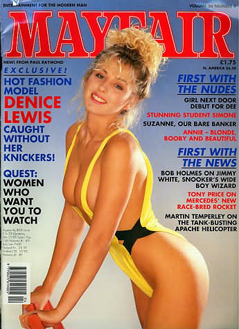 Mayfair Vol. 26 # 4 magazine back issue Mayfair magizine back copy Mayfair Vol. 26 # 4 Adult Magazine Vintage Back Issue Published by Paul Raymond Publishing Group. Exclusive! Hot Fashion Model Denice Lewis Caught Without Her Knickers!.