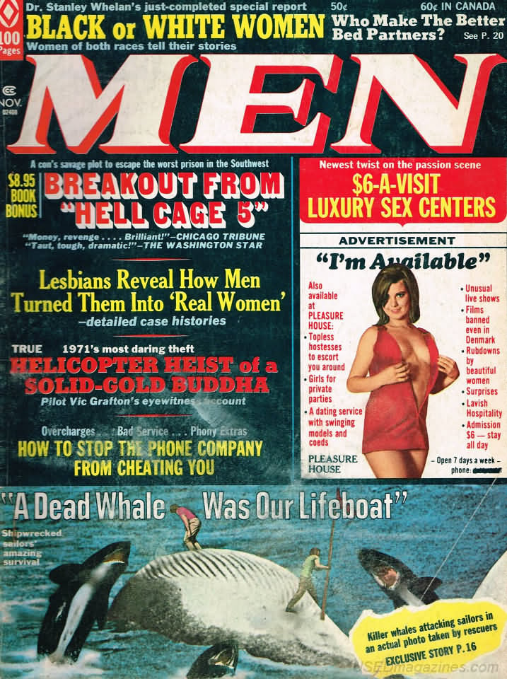 Men November 1971 magazine back issue Men magizine back copy 