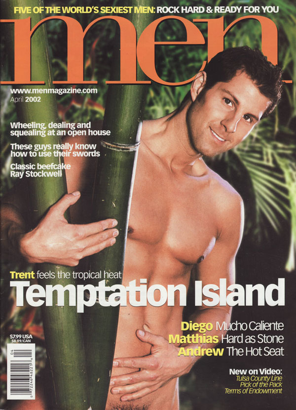 Men April 2002 magazine back issue Men magizine back copy temptation island trent tropical heat diego mucho caliente matthias hard as stone andrew the hot sea