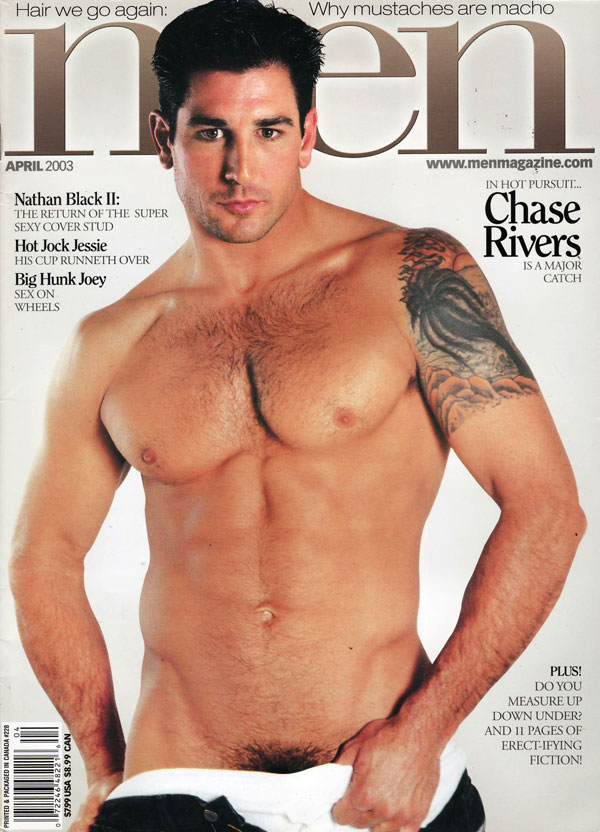 Men April 2003, men magazine for gay men, menmagazine.com, hot sexy hard guys, nude penis, xxx hardcore sexy,   2003, Covergirl & Centerfold Chase Rivers