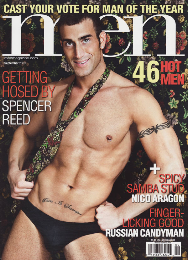 Men September 2009 magazine back issue Men magizine back copy cast your voe for man of the year spencer reed spence reed spencerreed nico aragon russian candyman 