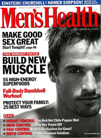 Men's Health December 2001 magazine back issue Men's Health magizine back copy Men's Health December 2001 Mens Health & Fitness Magazine Back Issue Published by Hearst Publishing in New York, USA. Make Good  Sex Great  Start Tonight!.