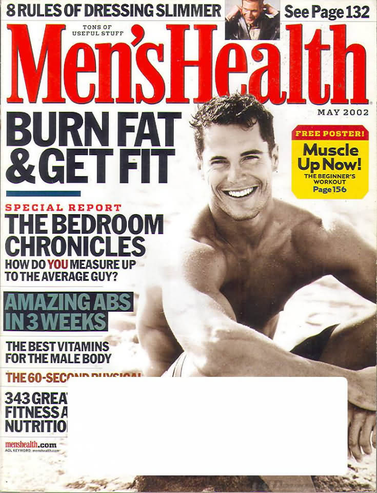 Men's Health May 2002 magazine back issue Men's Health magizine back copy Men's Health May 2002 Mens Health & Fitness Magazine Back Issue Published by Hearst Publishing in New York, USA. Burn Fat & Get Fit.