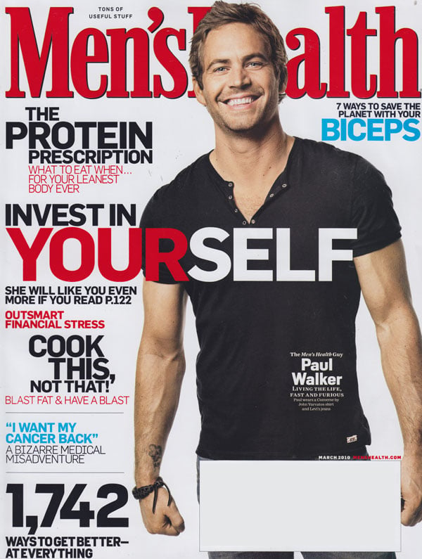 Men's Health March 2010 magazine back issue Men's Health magizine back copy men's health magazine 2010 issues paul walker coverguy fitness tips nutrition muscles metabolism foo