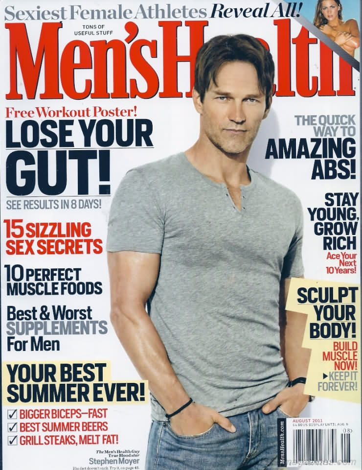 Men's Health August 2011 magazine back issue Men's Health magizine back copy Men's Health August 2011 Mens Health & Fitness Magazine Back Issue Published by Hearst Publishing in New York, USA. Free Workout Poster! Lose Your Gut! See Results In 8 Days!.