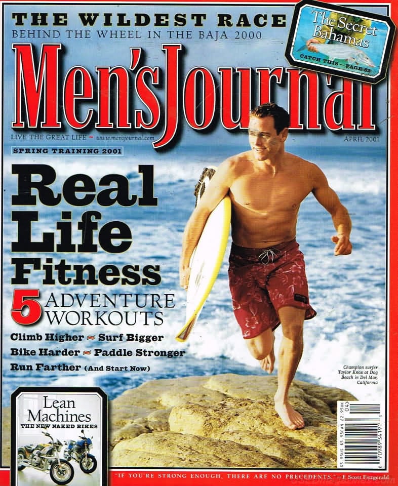Men's Journal April 2001 magazine back issue Men's Journal magizine back copy Men's Journal April 2001 Mens Lifestyle Outdoor Living Magazine Back Issue Published by American Media Publishing Group. The Wildest Race Behind The Wheel In The Baja 2000.