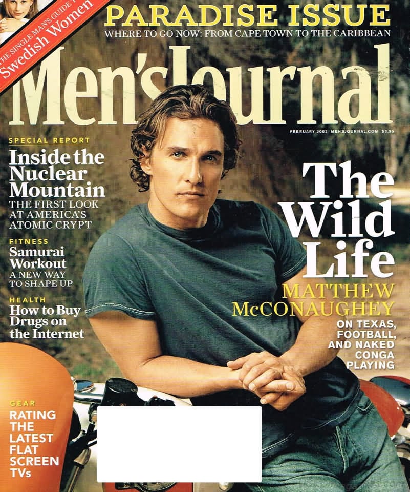 Men's Journal February 2003 magazine back issue Men's Journal magizine back copy Men's Journal February 2003 Mens Lifestyle Outdoor Living Magazine Back Issue Published by American Media Publishing Group. Paradise Issue Where To Go Now: From Cape Town To The Caribbean.