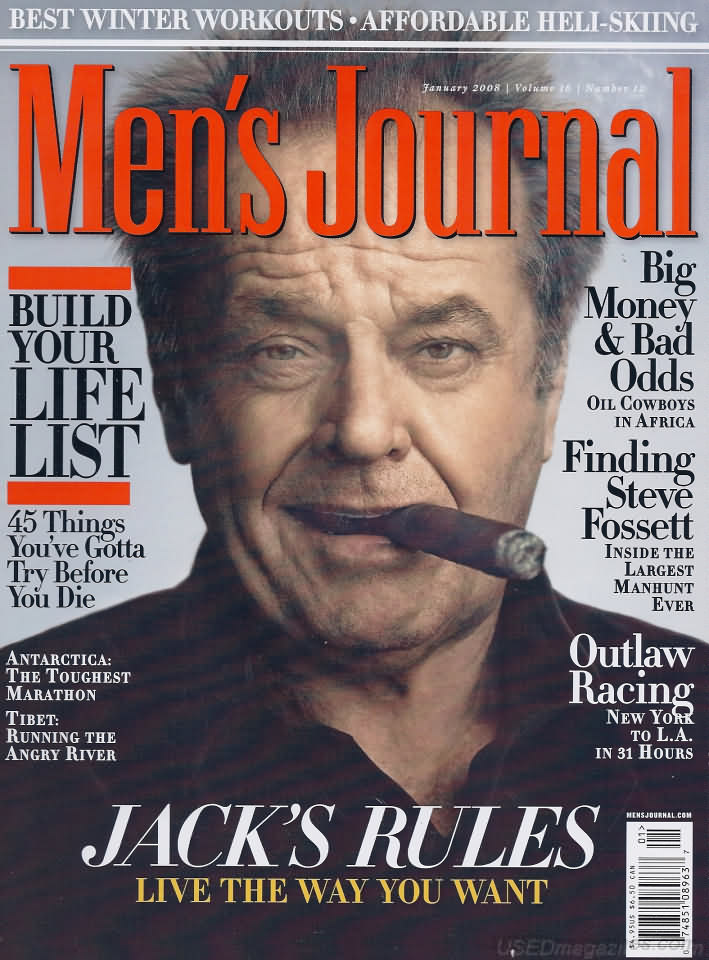 Men's Journal January 2008 magazine back issue Men's Journal magizine back copy Men's Journal January 2008 Mens Lifestyle Outdoor Living Magazine Back Issue Published by American Media Publishing Group. Big  Money & Bad Odds Oil Cowboys In Africa.