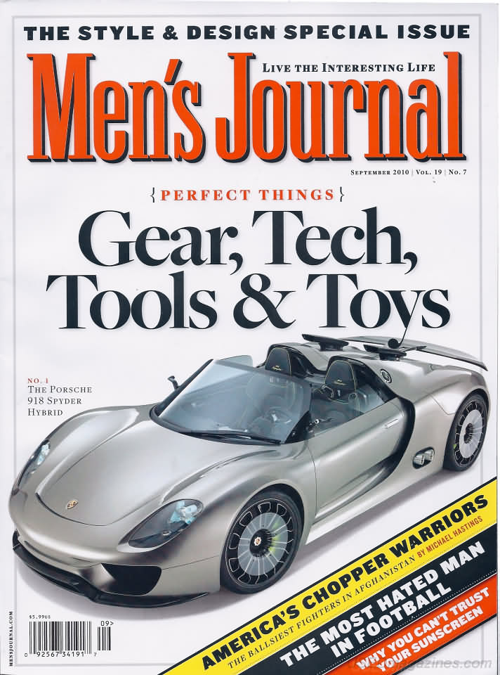 Men's Journal September 2010 magazine back issue Men's Journal magizine back copy Men's Journal September 2010 Mens Lifestyle Outdoor Living Magazine Back Issue Published by American Media Publishing Group. Gear, Tech, Tools & Toys.