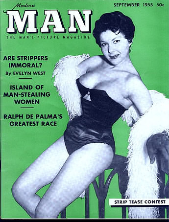 Modern Man September 1955 magazine back issue Modern Man magizine back copy Modern Man September 1955 Adult Mens Softcore Porn Magazine Back Issue Published by Publishers Development Corp. Are Strippers Immoral? By Evelyn West.