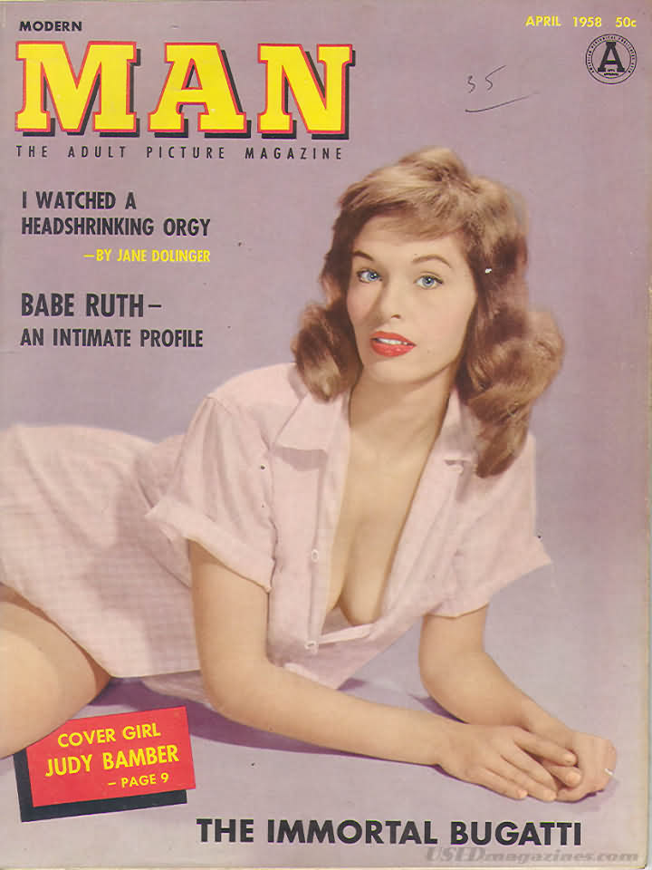 Modern Man April 1958 magazine back issue Modern Man magizine back copy Modern Man April 1958 Adult Mens Softcore Porn Magazine Back Issue Published by Publishers Development Corp. I Watched A Headshrinking Orgy By Jane Dolinger.
