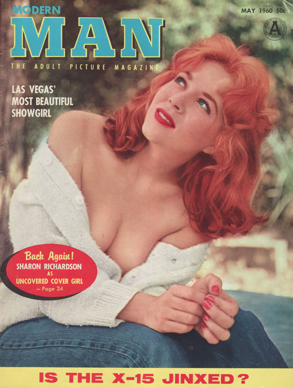 Modern Man May 1960 magazine back issue Modern Man magizine back copy sharon richardson is the x-15 jinced las vegas most beautiful showgirl girl in central park inventio