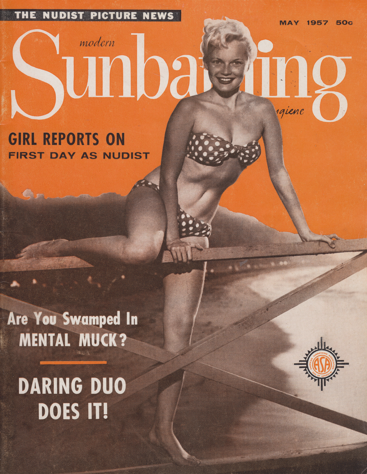 Modern Sunbathing May 1957 magazine back issue Modern Sunbathing magizine back copy Modern Sunbathing May 1957 Adult Magazine Back Issue Published Modern Sunbathing and Hygiene. Daring Duo Does It!.