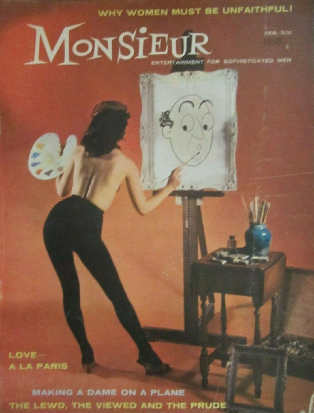 Monsieur February 1958 magazine back issue Monsieur magizine back copy 