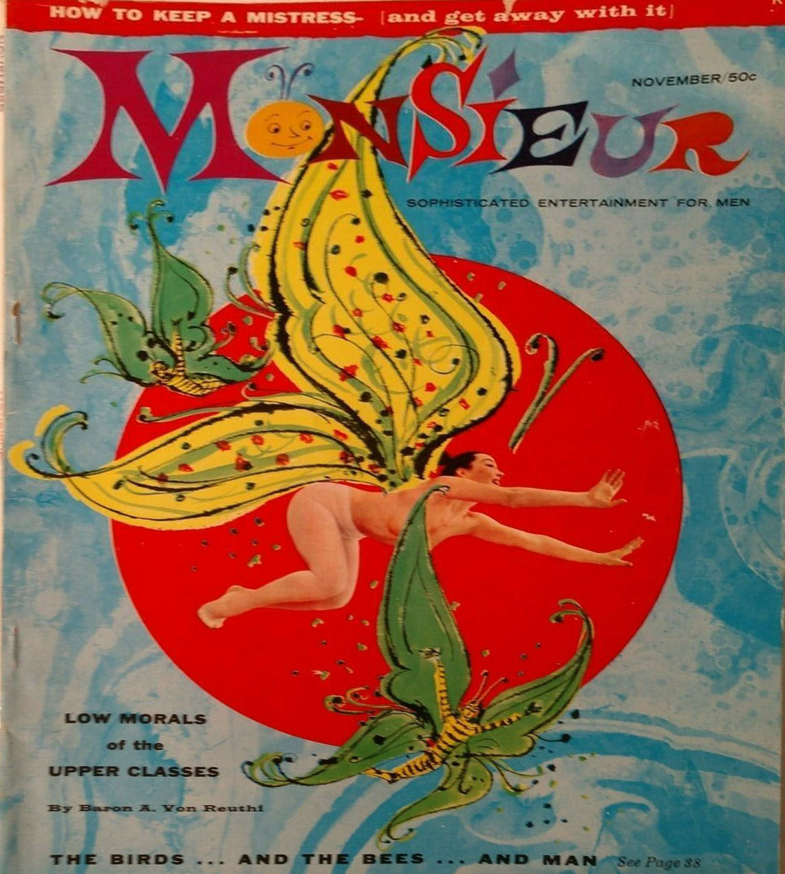 Monsieur November 1960 magazine back issue Monsieur magizine back copy 