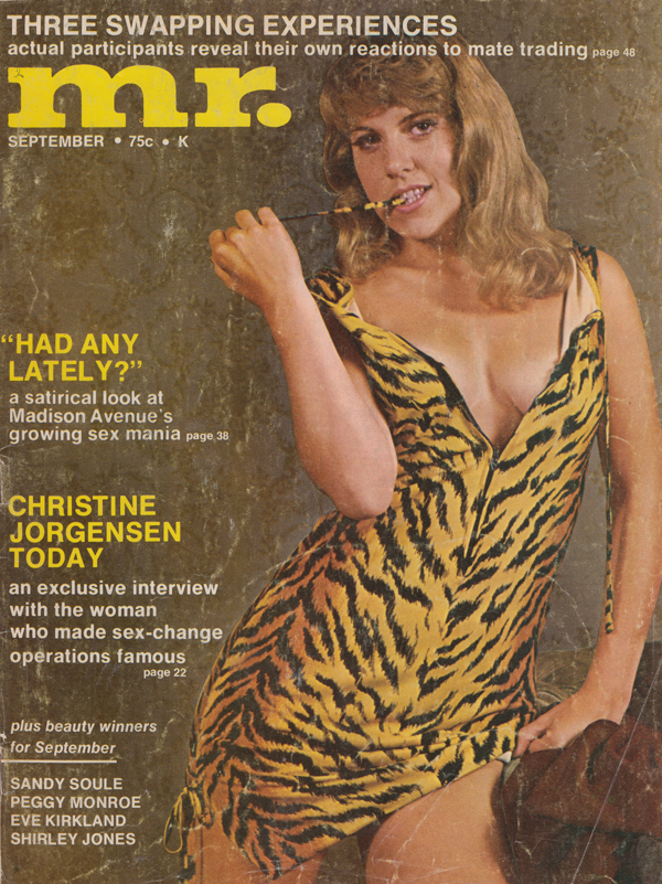 Mr. September 1970 magazine back issue Mr. magizine back copy three swapping experience had any lately christine jorgensen today sandy soule pedggy monroe madison