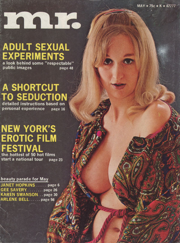 Mr. May 1972 magazine back issue Mr. magizine back copy adult sexual experiments a shortcut to seduction new yourk's erotic film festival janet hopkins gee 