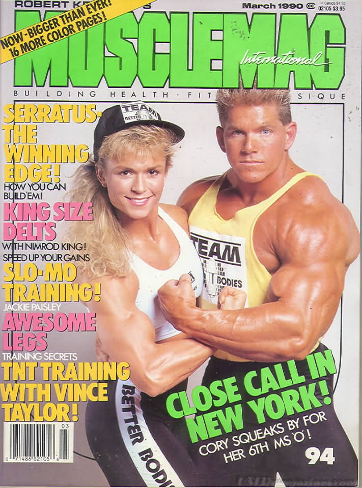 Muscle Mag March 1990 magazine back issue Muscle Mag magizine back copy Muscle Mag March 1990 Bodybuilding and Fitness Magazine Back Issue Published by Canadian Robert Kennedy and Founded in 1974. Serratus The Winning Edge!.