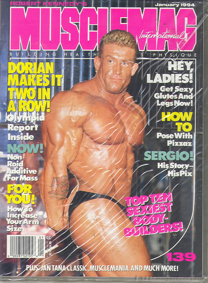Muscle Mag January 1994 magazine back issue Muscle Mag magizine back copy Muscle Mag January 1994 Bodybuilding and Fitness Magazine Back Issue Published by Canadian Robert Kennedy and Founded in 1974. Dorian Makes It Two In A Row!.