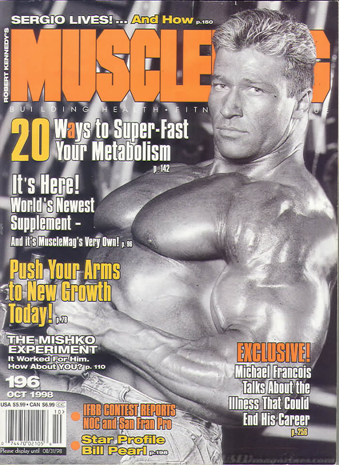 Muscle Mag October 1998 magazine back issue Muscle Mag magizine back copy Muscle Mag October 1998 Bodybuilding and Fitness Magazine Back Issue Published by Canadian Robert Kennedy and Founded in 1974. 20 Ways To Super-Fast Your Metabolism.