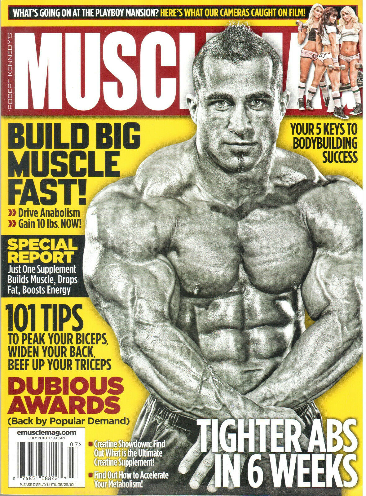 Muscle Mag July 2010 magazine back issue Muscle Mag magizine back copy Muscle Mag July 2010 Bodybuilding and Fitness Magazine Back Issue Published by Canadian Robert Kennedy and Founded in 1974. What's Going On At The Playboy Mansion? Here's What Our Cameras Caught On Film!.
