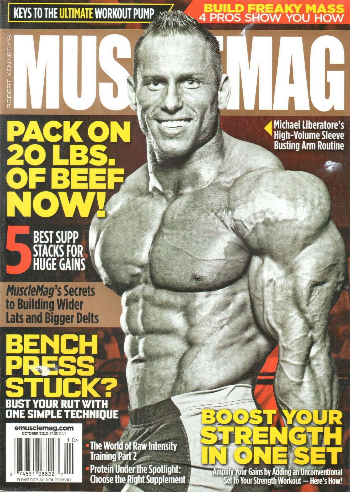 Muscle Mag October 2010 magazine back issue Muscle Mag magizine back copy Muscle Mag October 2010 Bodybuilding and Fitness Magazine Back Issue Published by Canadian Robert Kennedy and Founded in 1974. Keys To The Ultimate Workout Pump.