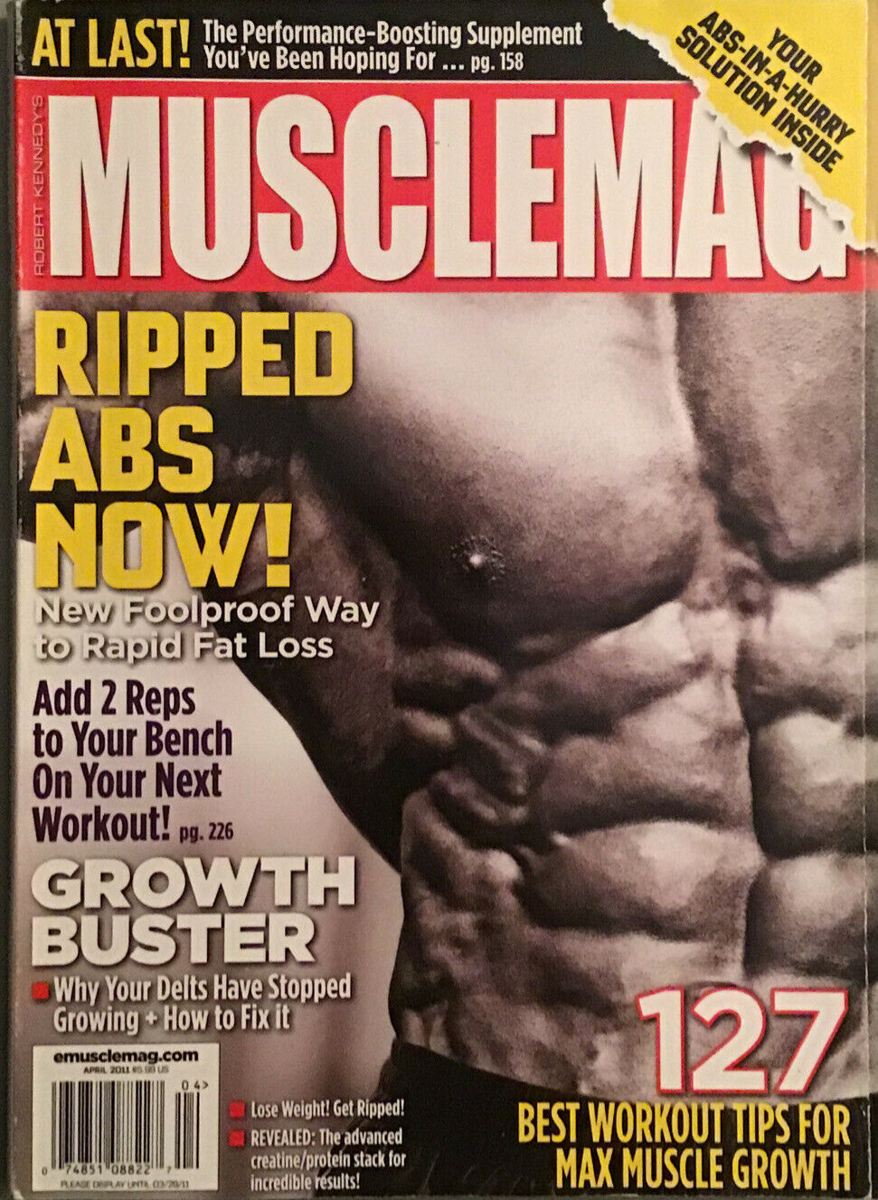 Muscle Mag April 2011 magazine back issue Muscle Mag magizine back copy Muscle Mag April 2011 Bodybuilding and Fitness Magazine Back Issue Published by Canadian Robert Kennedy and Founded in 1974. At Last! The Performance-Boosting Supplement You've Been Hoping For....