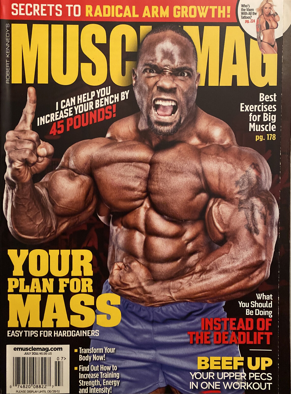 Muscle Mag July 2011 magazine back issue Muscle Mag magizine back copy Muscle Mag July 2011 Bodybuilding and Fitness Magazine Back Issue Published by Canadian Robert Kennedy and Founded in 1974. Secrets To Radical Arm Growth!.
