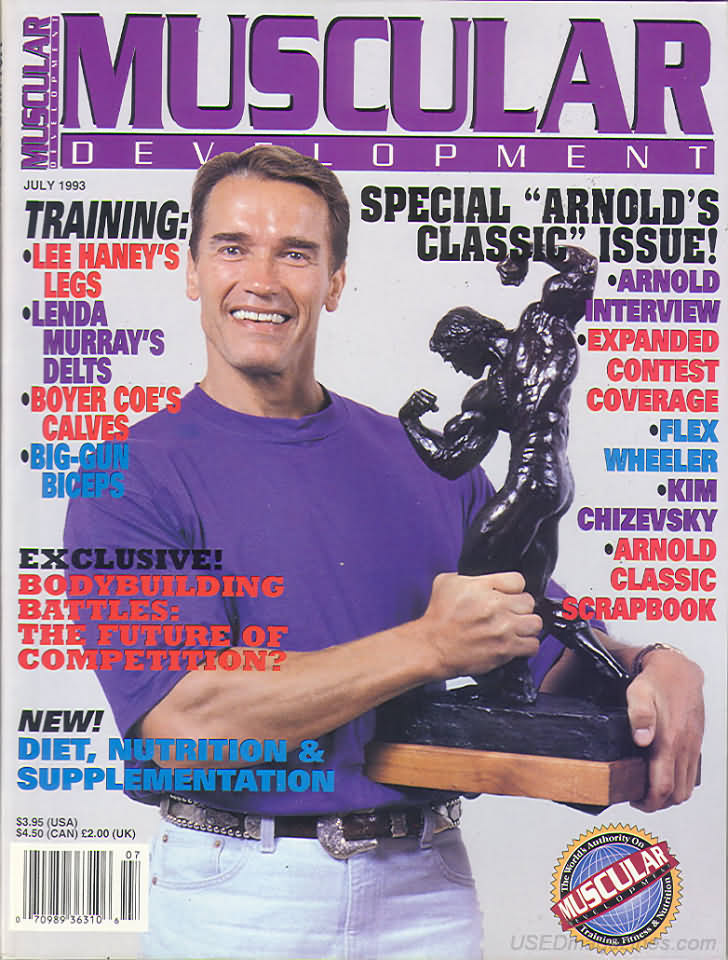 Muscular Development July 1993 magazine back issue Muscular Development magizine back copy Muscular Development July 1993American fitness and bodybuilding magazine back issue first published in 1964 by Bob Hoffman. Special Arnold's Classic Issue! Arnold Interview .