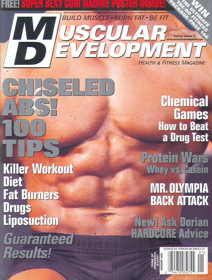Muscular Development January 2001 magazine back issue Muscular Development magizine back copy Muscular Development January 2001American fitness and bodybuilding magazine back issue first published in 1964 by Bob Hoffman. Chemical Games How To Beat A Drug Test.