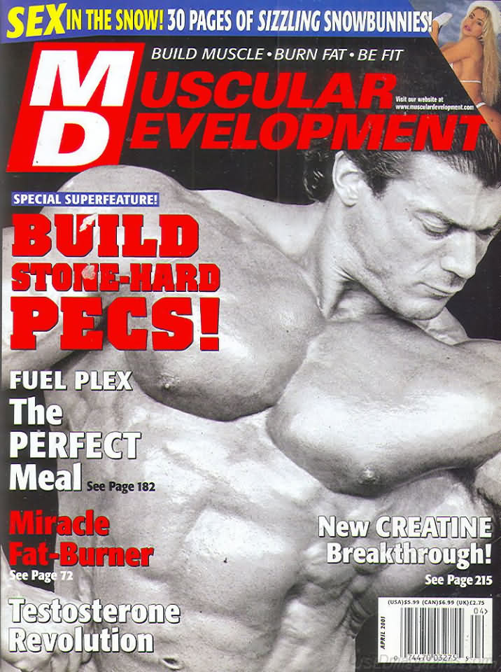 Muscular Development April 2001 magazine back issue Muscular Development magizine back copy Muscular Development April 2001American fitness and bodybuilding magazine back issue first published in 1964 by Bob Hoffman. Sex In The Snow! 30 Pages Of Sizzling Snowbunnies!.